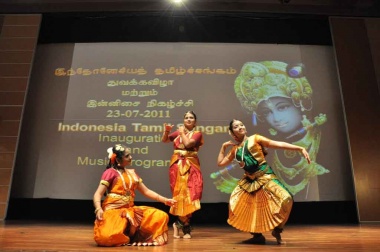 Performance: A Bharata Natyam dance is performed at the opening of the Indonesia Tamil Sangam, a group for Tamils in Indonesia. Courtesy of Indonesia Tamil Sangam